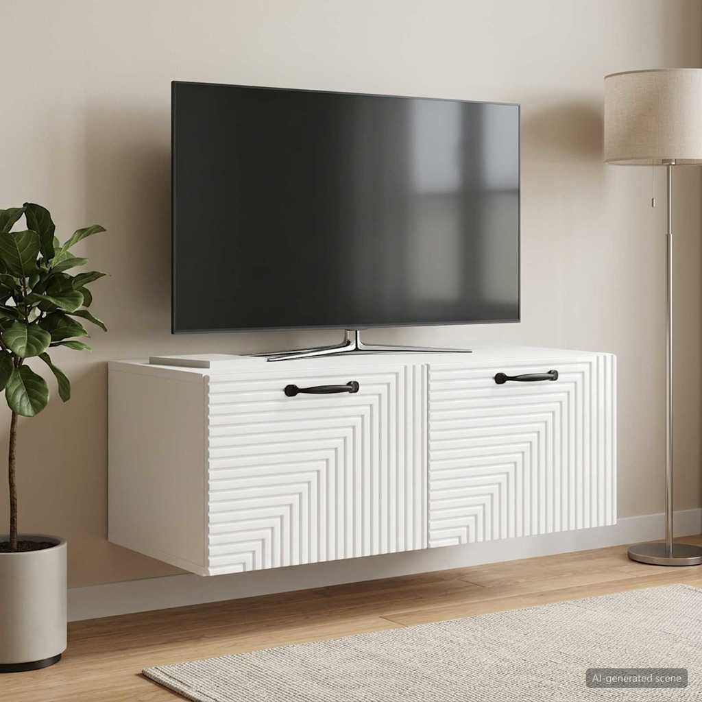 vidaXL Wandmontierter TV-Schrank Hochglanz Weiß 78,5 x 41 x 30 cm