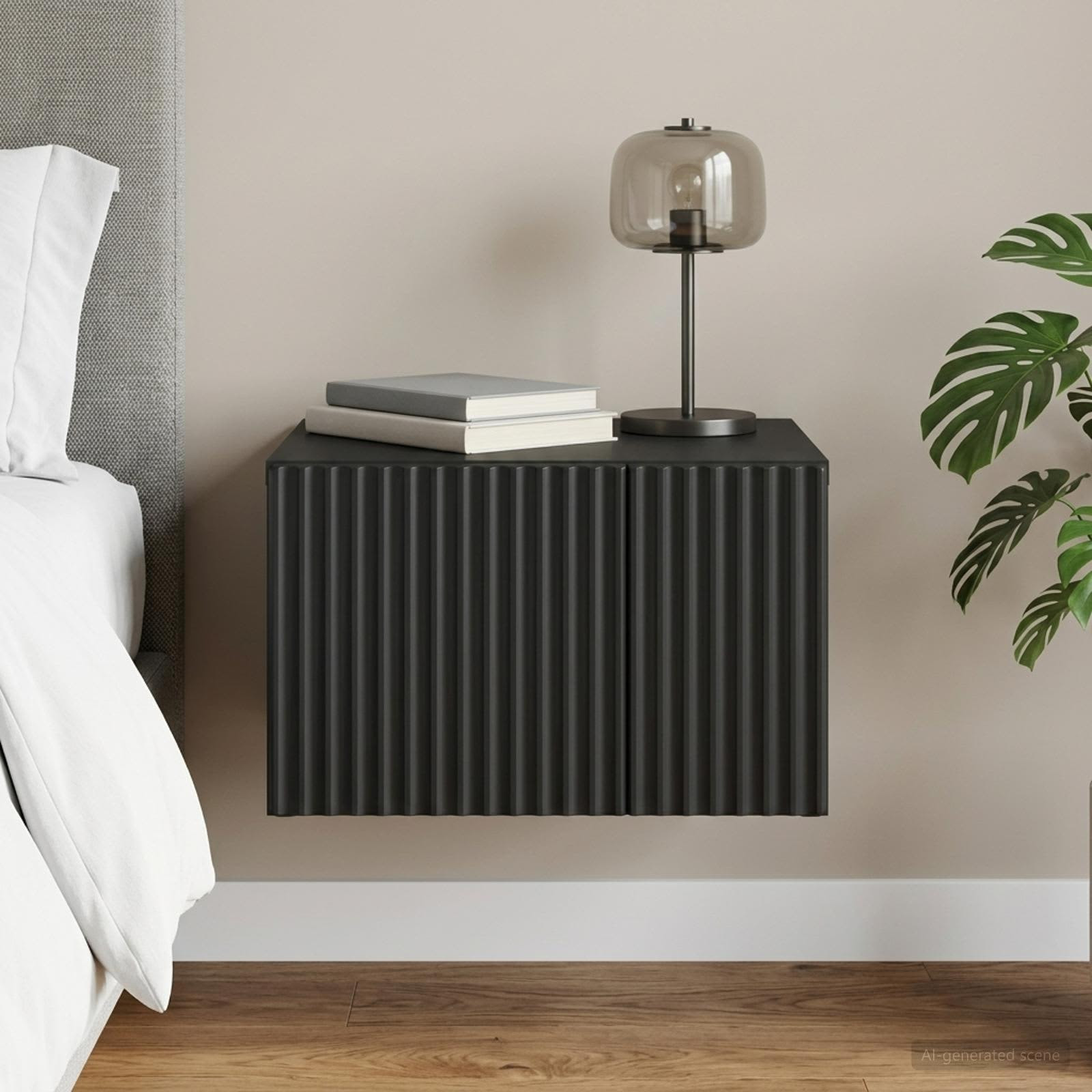 vidaXL Wandmontierter Nachttisch Schwarz 33 x 34,5 x 20 cm