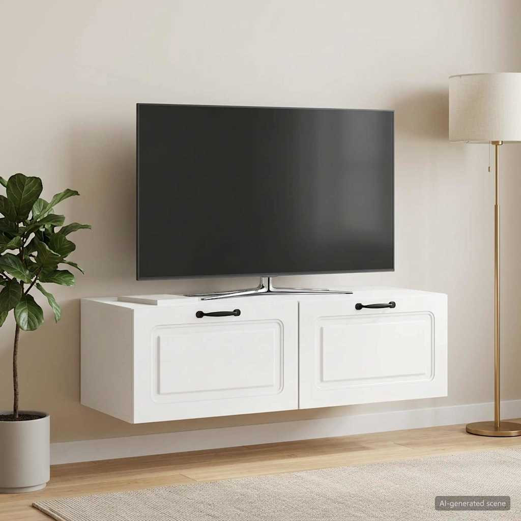 vidaXL Wandmontierter TV-Schrank Hochglanz Weiß 98 x 41 x 30 cm
