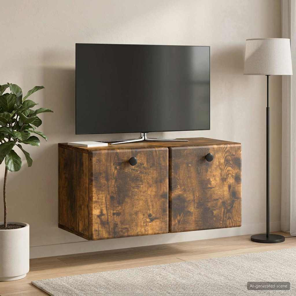 vidaXL Wandmontierter TV-Schrank 59,5 x 31 x 30 cm Geräucherte Eiche