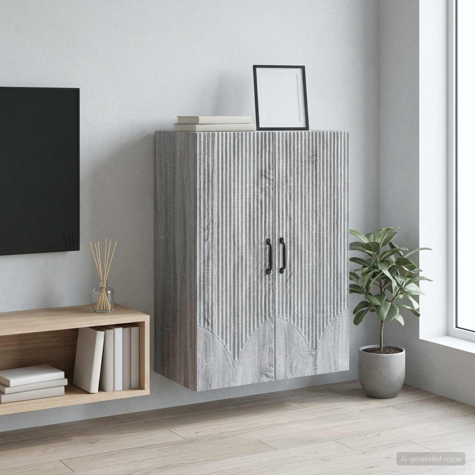 vidaXL Wandschrank Grau Sonoma 66 x 34,5 x 90 cm Holzwerkstoff