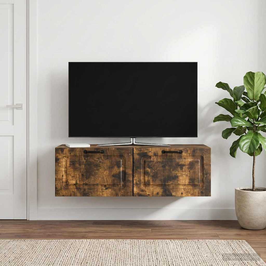 vidaXL Wandmontierter TV-Schrank Geräucherte Eiche 98 x 41 x 30 cm