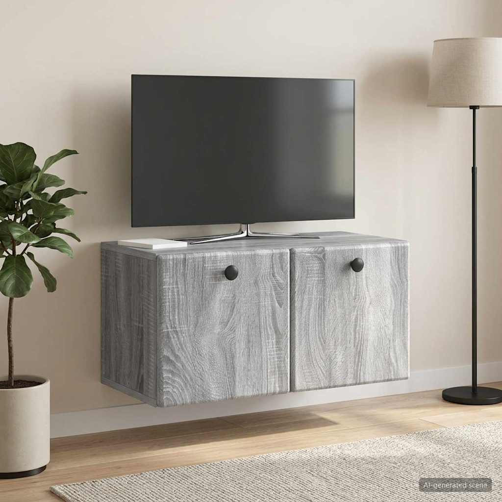 vidaXL Wandmontierter TV-Schrank 59,5 x 31 x 30 cm Grau Sonoma