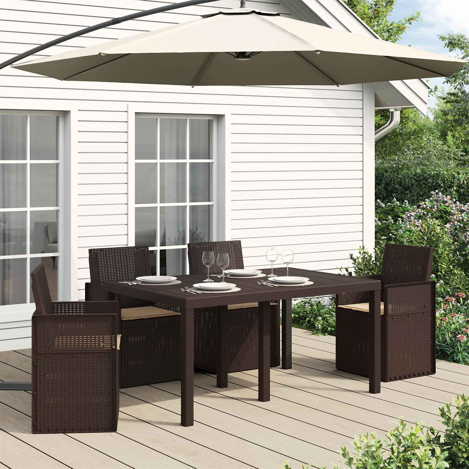 vidaXL Sitzkissen 4 pcs Taupe 47 x 36 x 2 cm Polyester