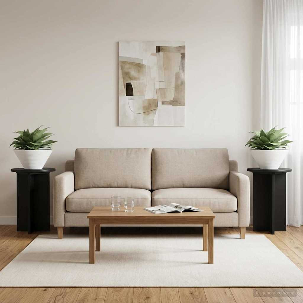 vidaXL Pflanzenständer 2 pcs Schwarz Ø29,5 x 40 cm Holzwerkstoff