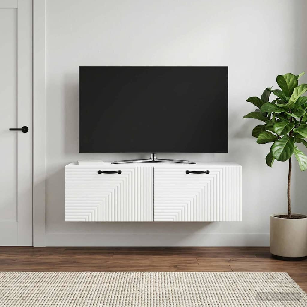 vidaXL Wandmontierter TV-Schrank Weiß 98 x 41 x 30 cm Holzwerkstoff