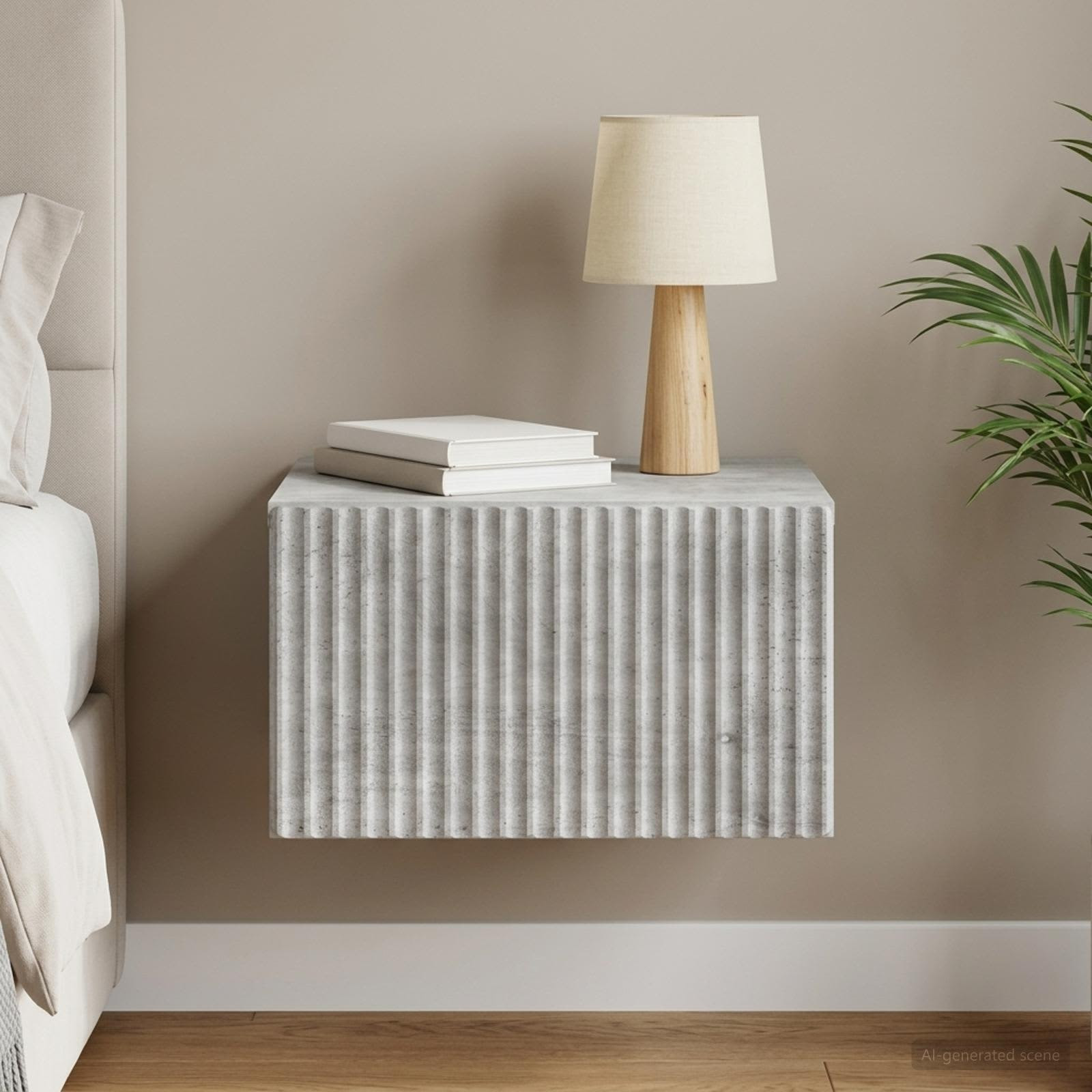 vidaXL Wandmontierter Nachttisch Betongrau 33 x 34,5 x 20 cm