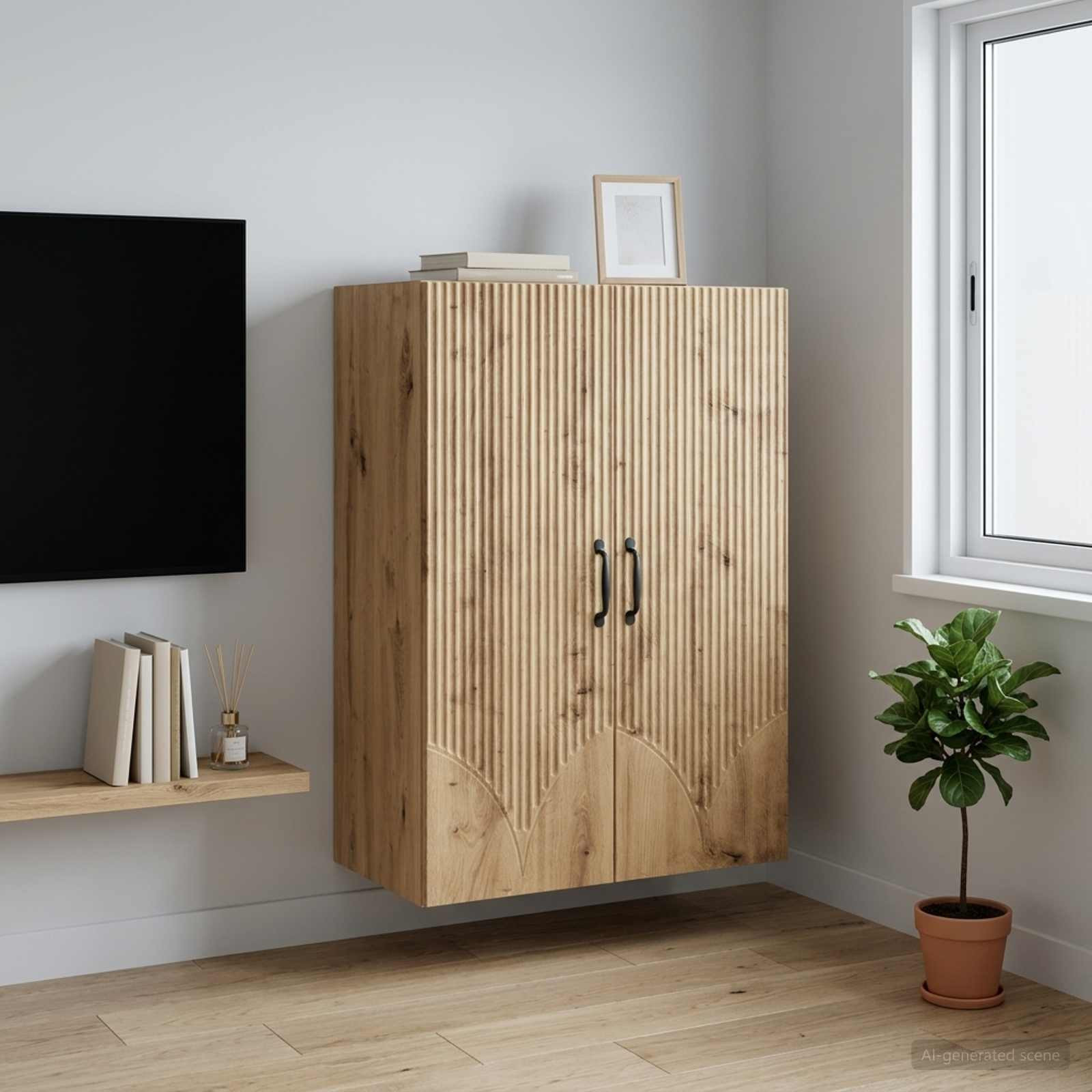 vidaXL Wandschrank 66 x 34,5 x 90 cm Holzwerkstoff Artisan-Eiche