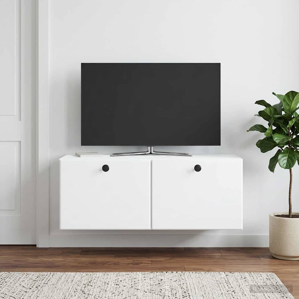 vidaXL Wandmontierter TV-Schrank 78,5 x 31 x 30 cm Weiß Holzwerkstoff