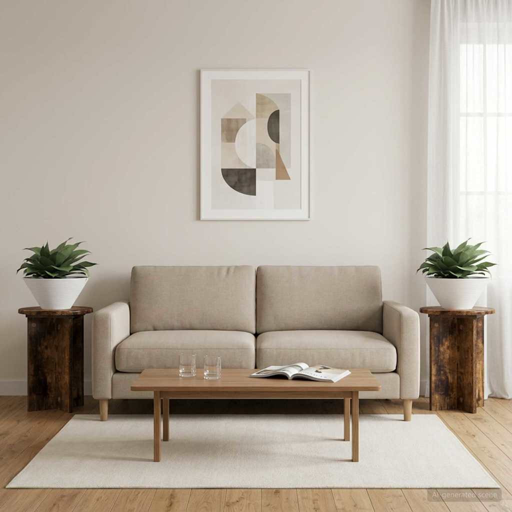 vidaXL Pflanzenständer 2 pcs Geräucherte Eiche Ø29,5 x 40 cm