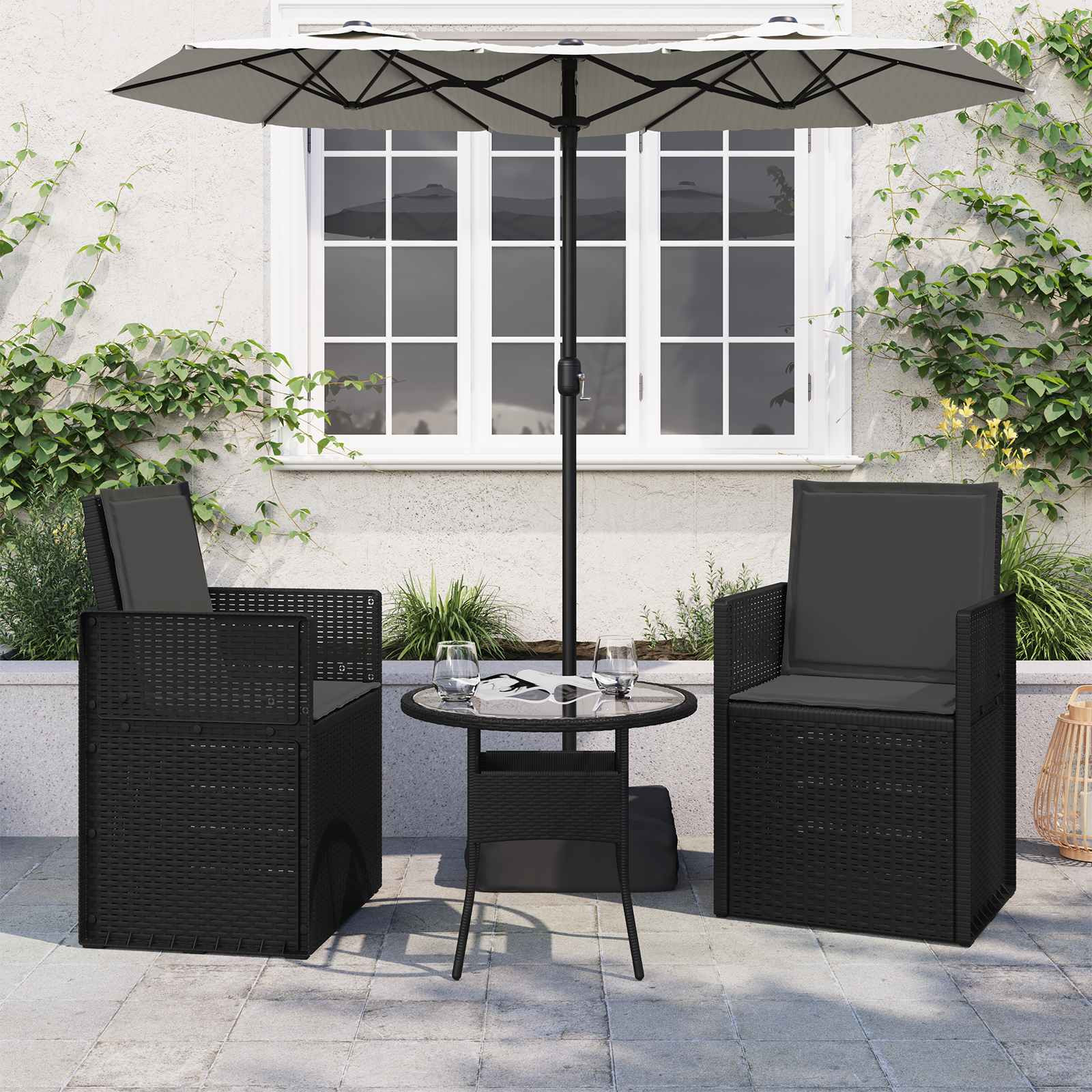 vidaXL Sitz- und Rückenkissen 2 pcs Anthrazit 47 x 45 x 2 cm Polyester
