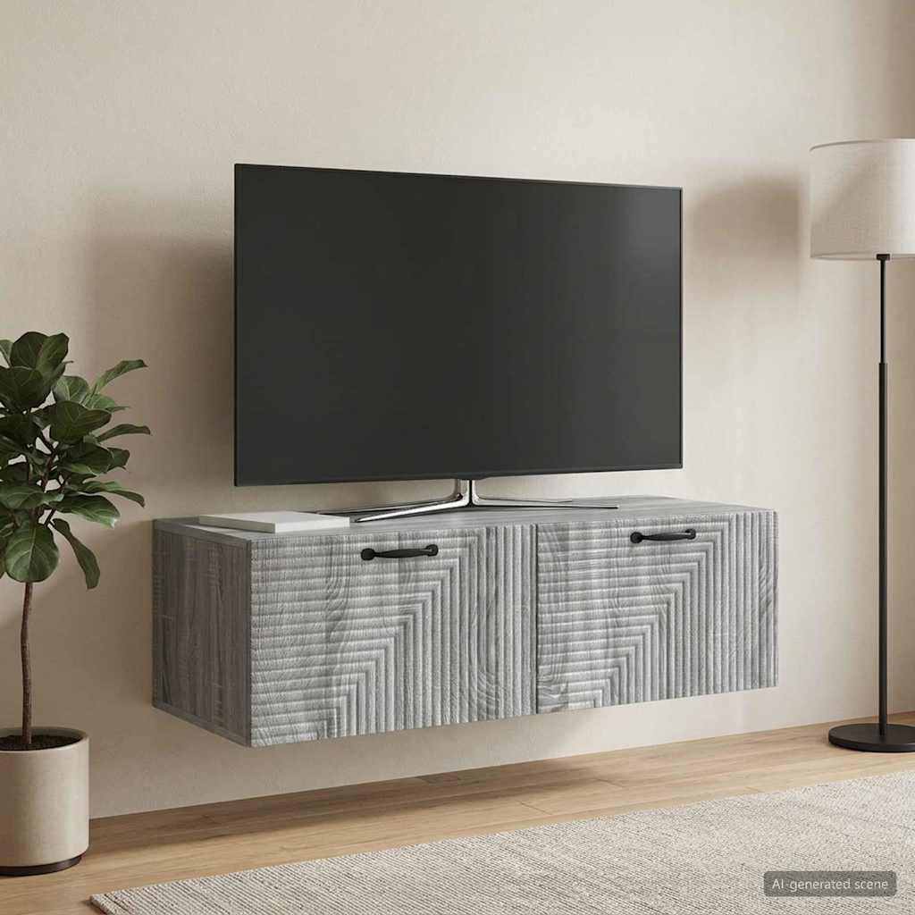 vidaXL Wandmontierter TV-Schrank Graues Sonoma 98 x 41 x 30 cm