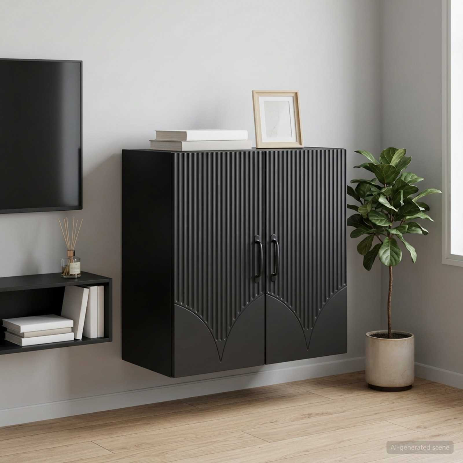 vidaXL Wandschrank Schwarz 59 x 31 x 60 cm Holzwerkstoff