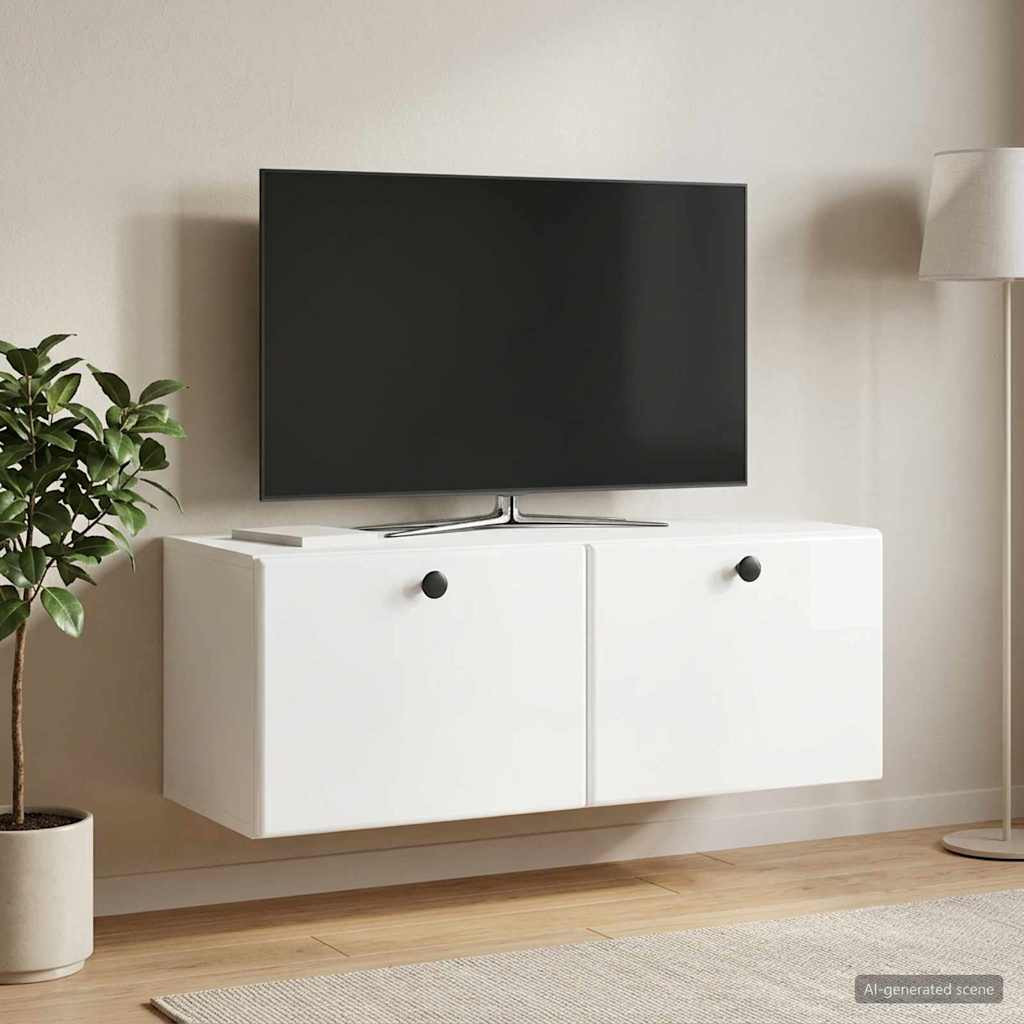 vidaXL Wandmontierter TV-Schrank 78,5 x 31 x 30 cm Hochglanz Weiß