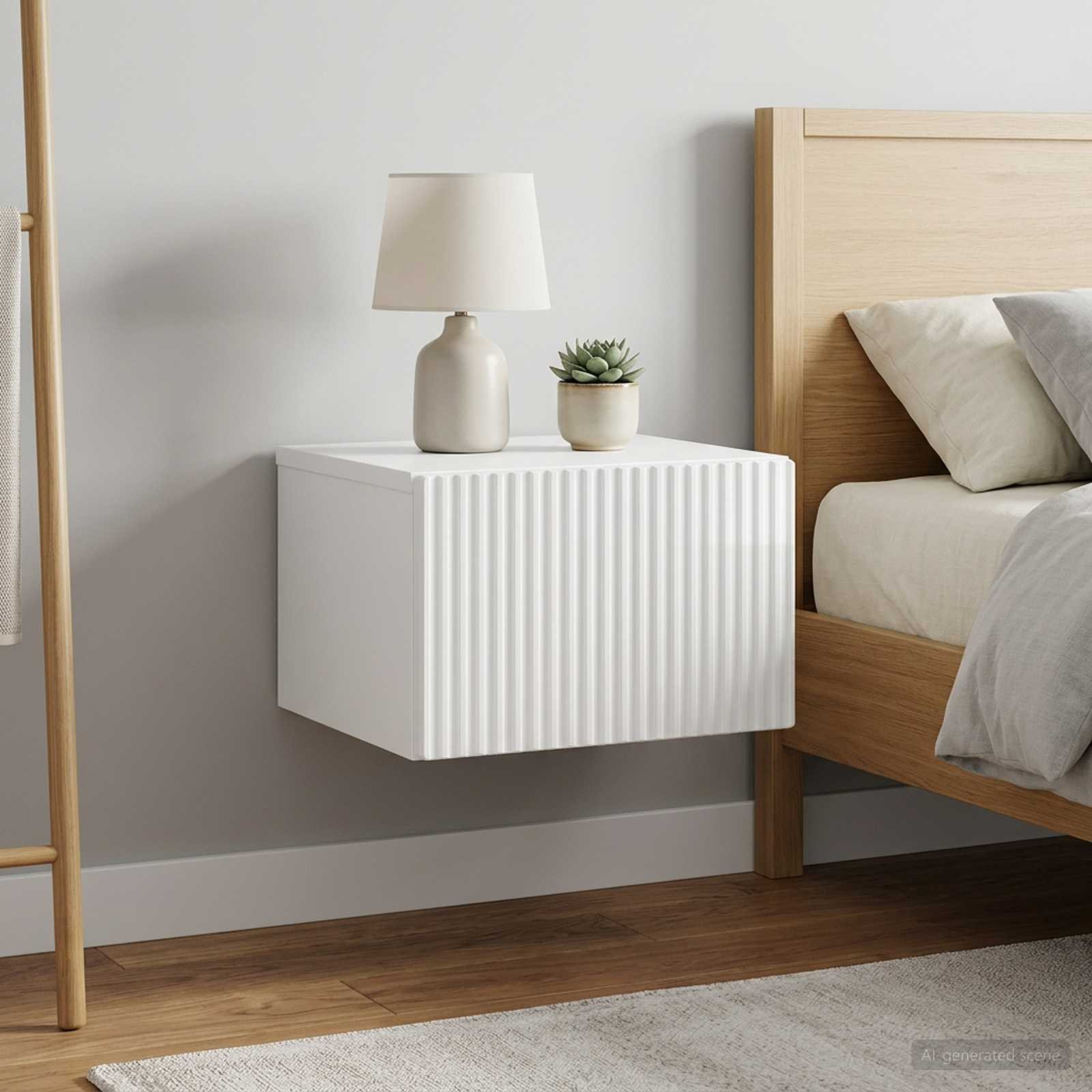 vidaXL Wandmontierter Nachttisch 2 pcs Hochglanz Weiß Holzwerkstoff