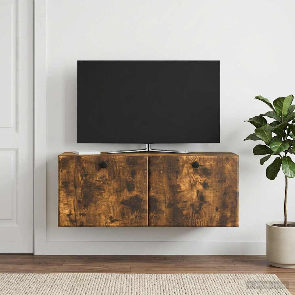 vidaXL Wandmontierter TV-Schrank 78,5 x 31 x 30 cm Geräucherte Eiche