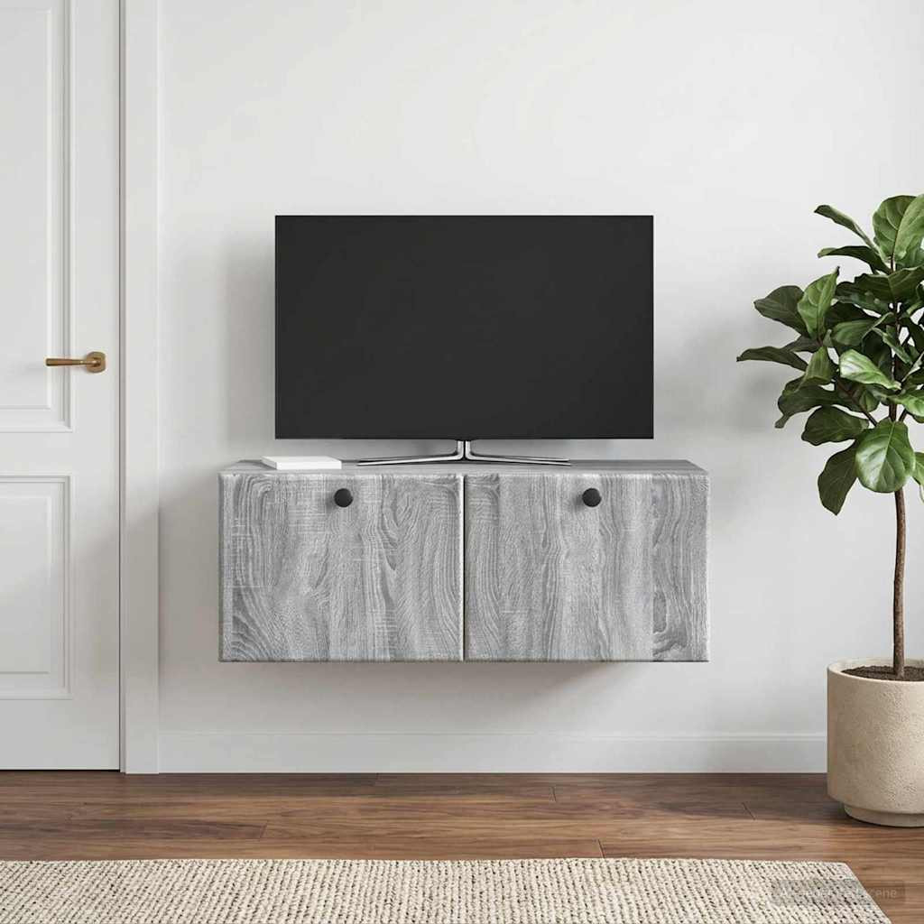 vidaXL Wandmontierter TV-Schrank 78,5 x 31 x 30 cm Grau Sonoma