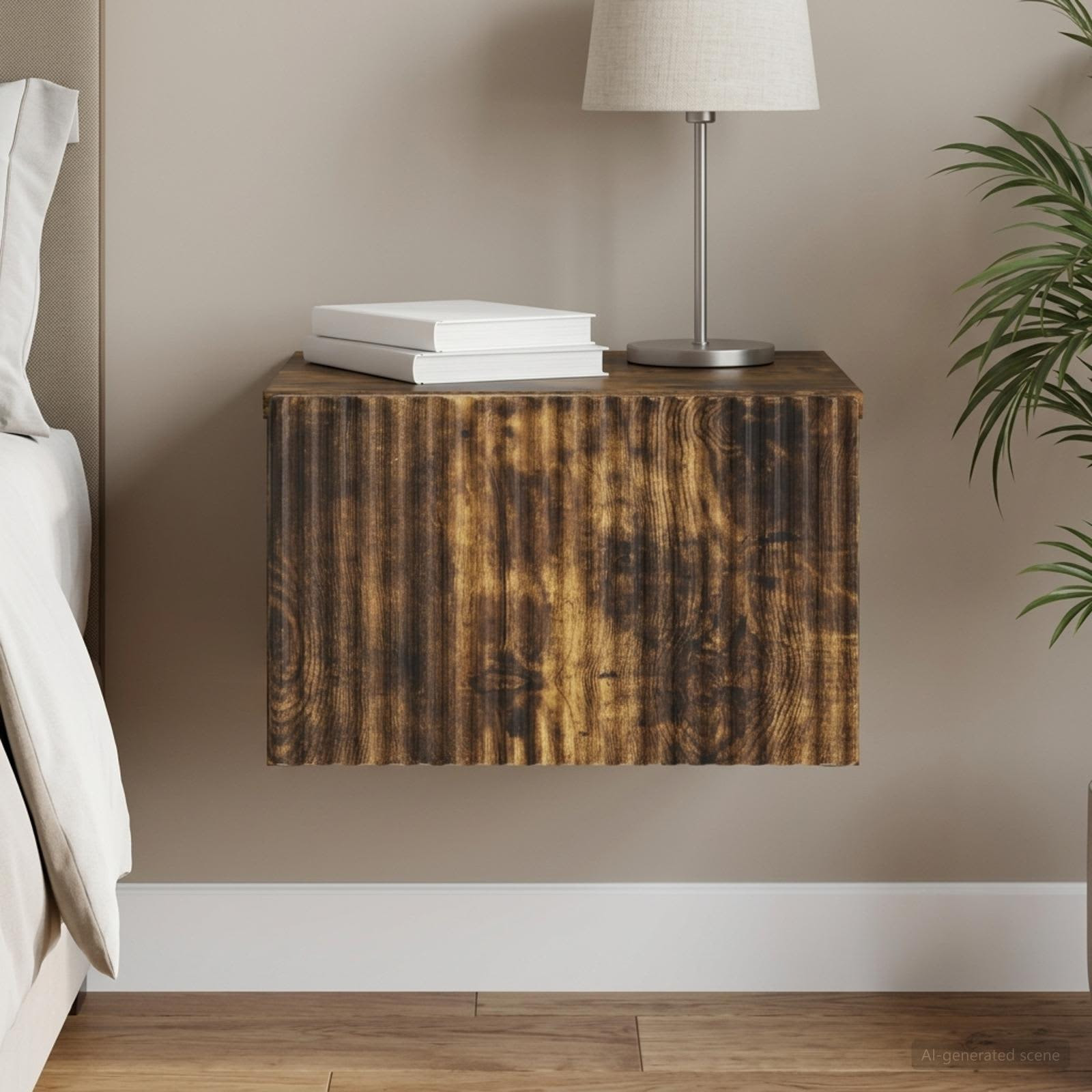 vidaXL Wandmontierter Nachttisch Geräucherte Eiche 33 x 34,5 x 20 cm