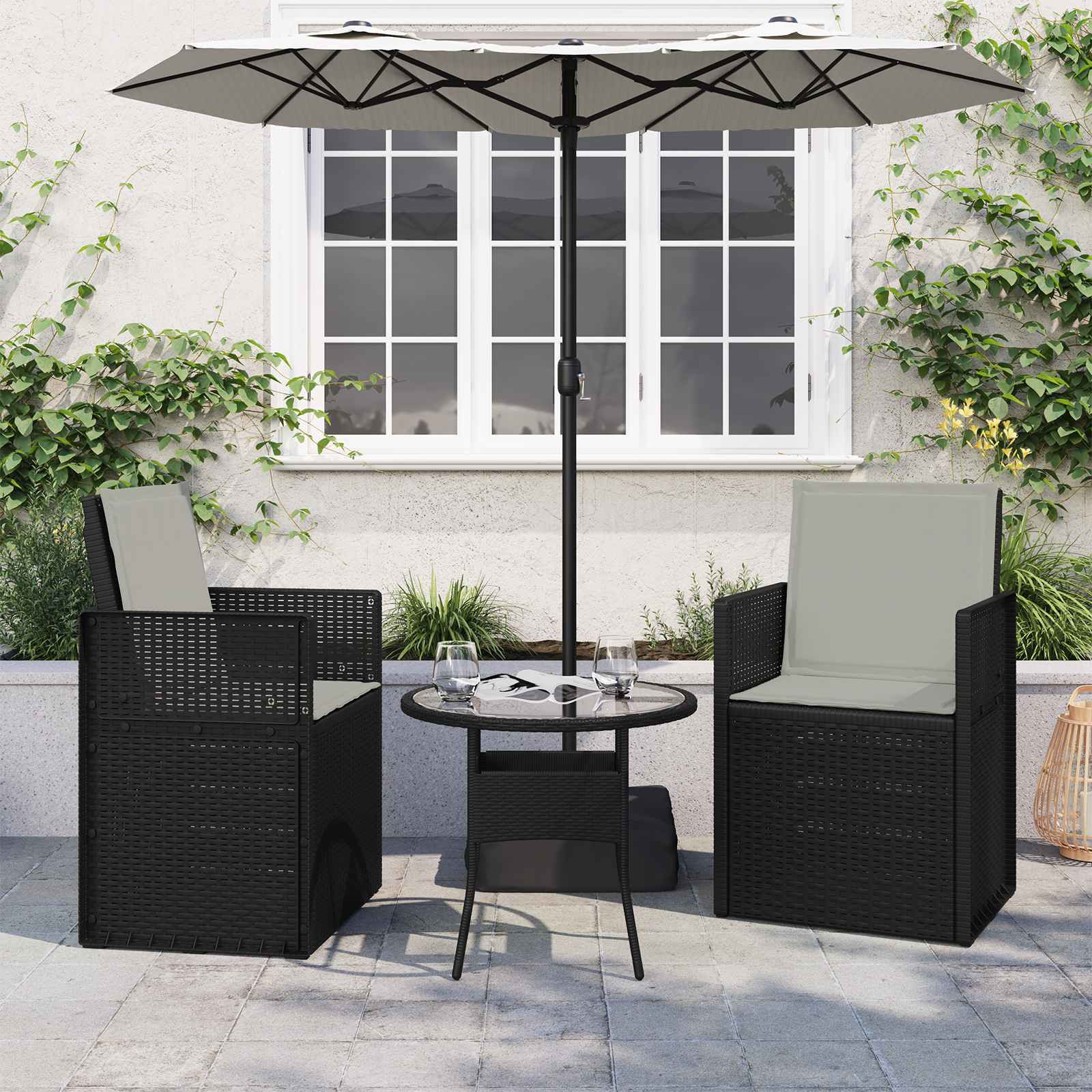 vidaXL Sitz- und Rückenkissen 2 pcs Hellgrau 47 x 45 x 2 cm Polyester