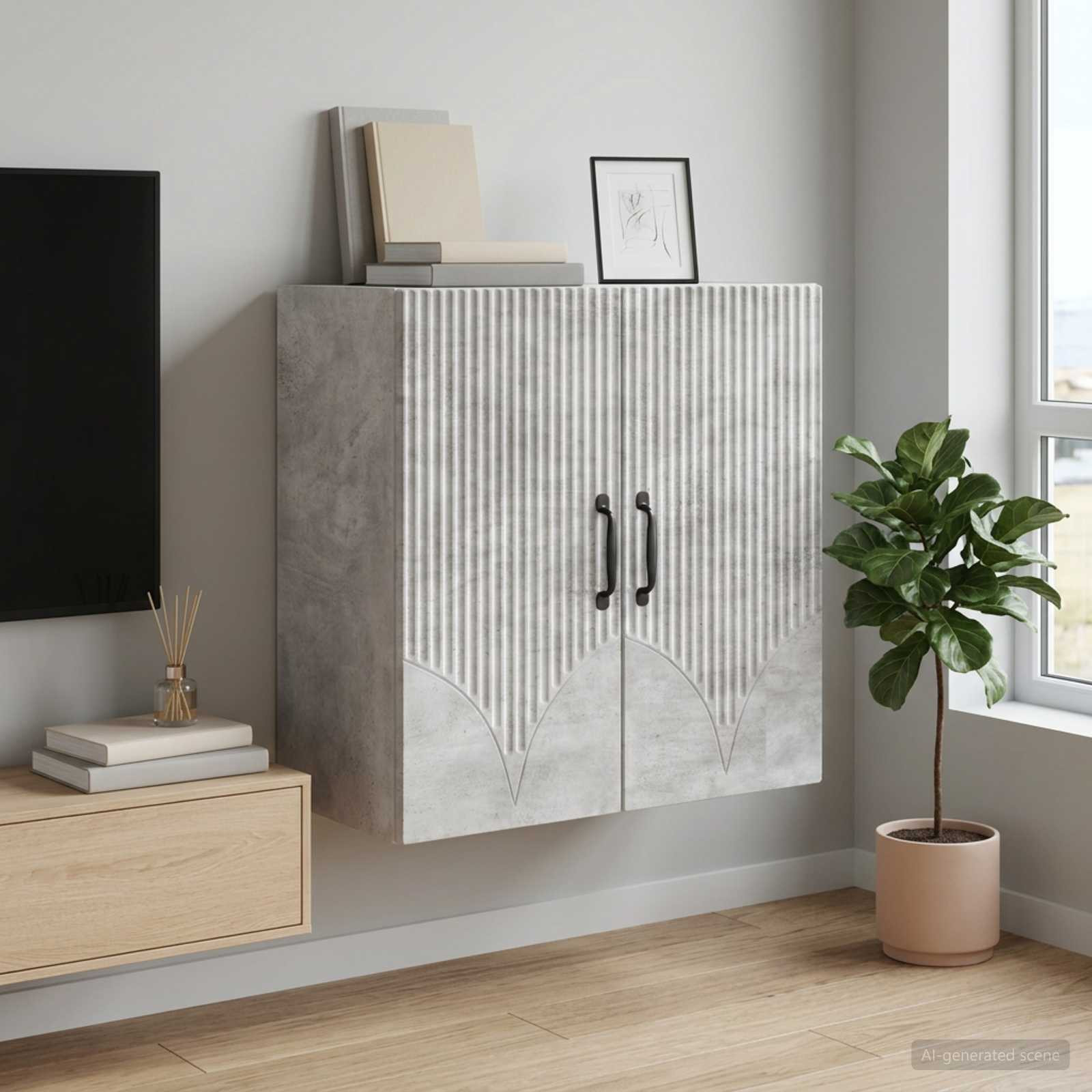 vidaXL Wandschrank Betongrau 59 x 31 x 60 cm Holzwerkstoff