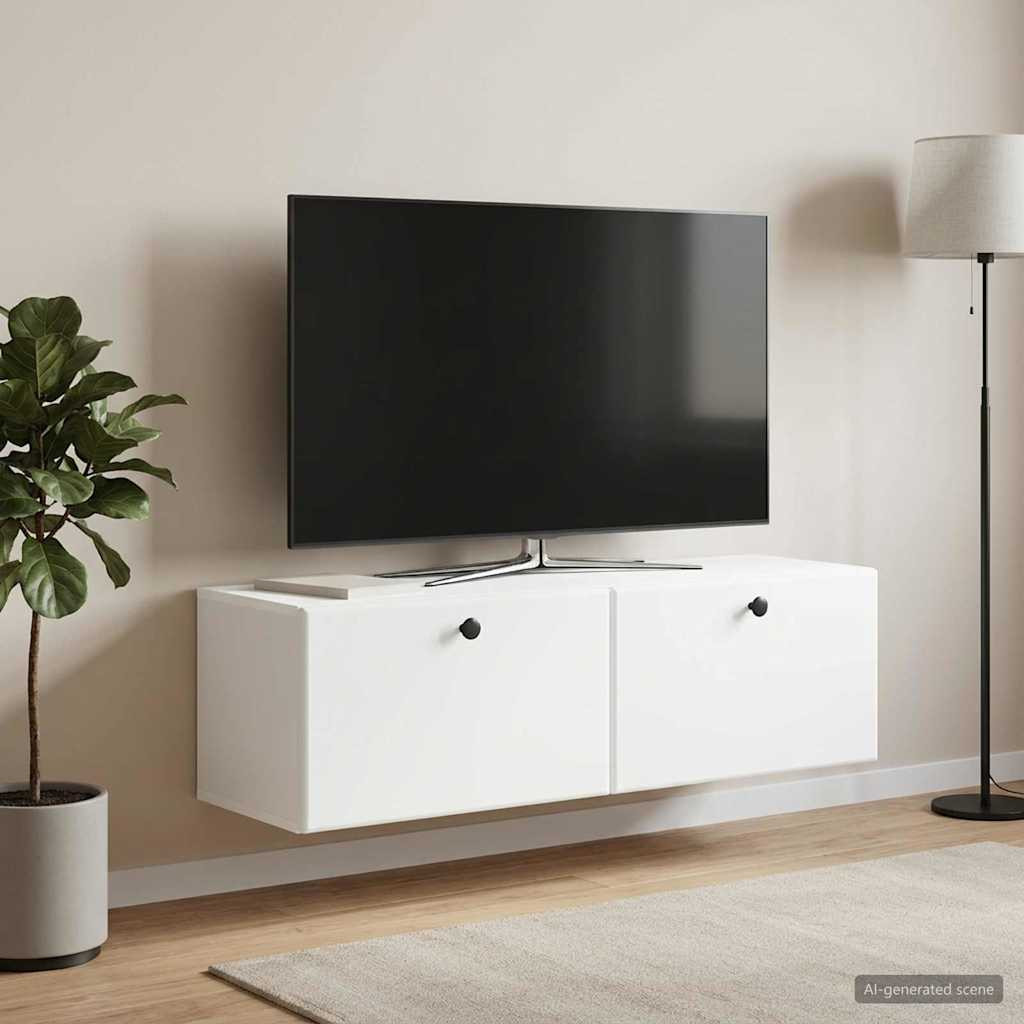vidaXL Wandmontierter TV-Schrank 98 x 31 x 30 cm Weiß Holzwerkstoff