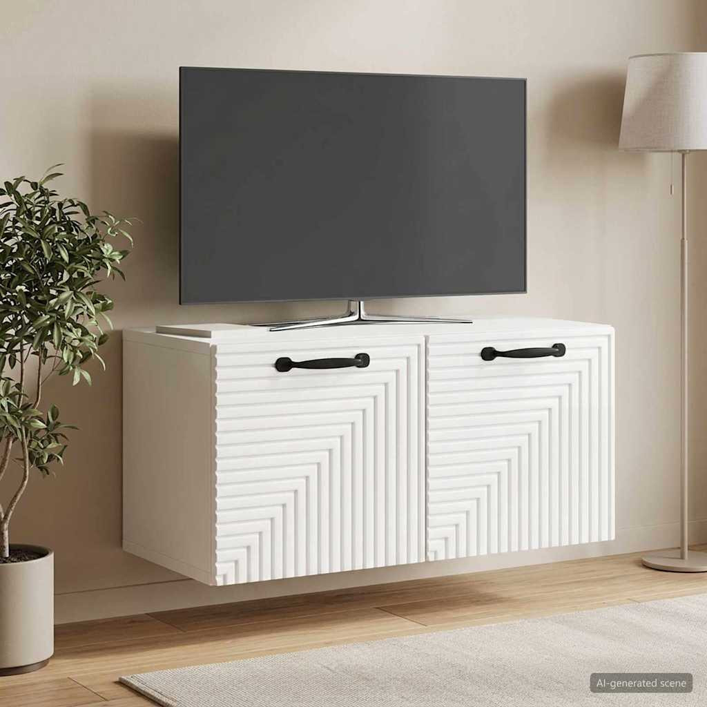 vidaXL Wandmontierter TV-Schrank Hochglanz Weiß 59,5 x 31 x 30 cm