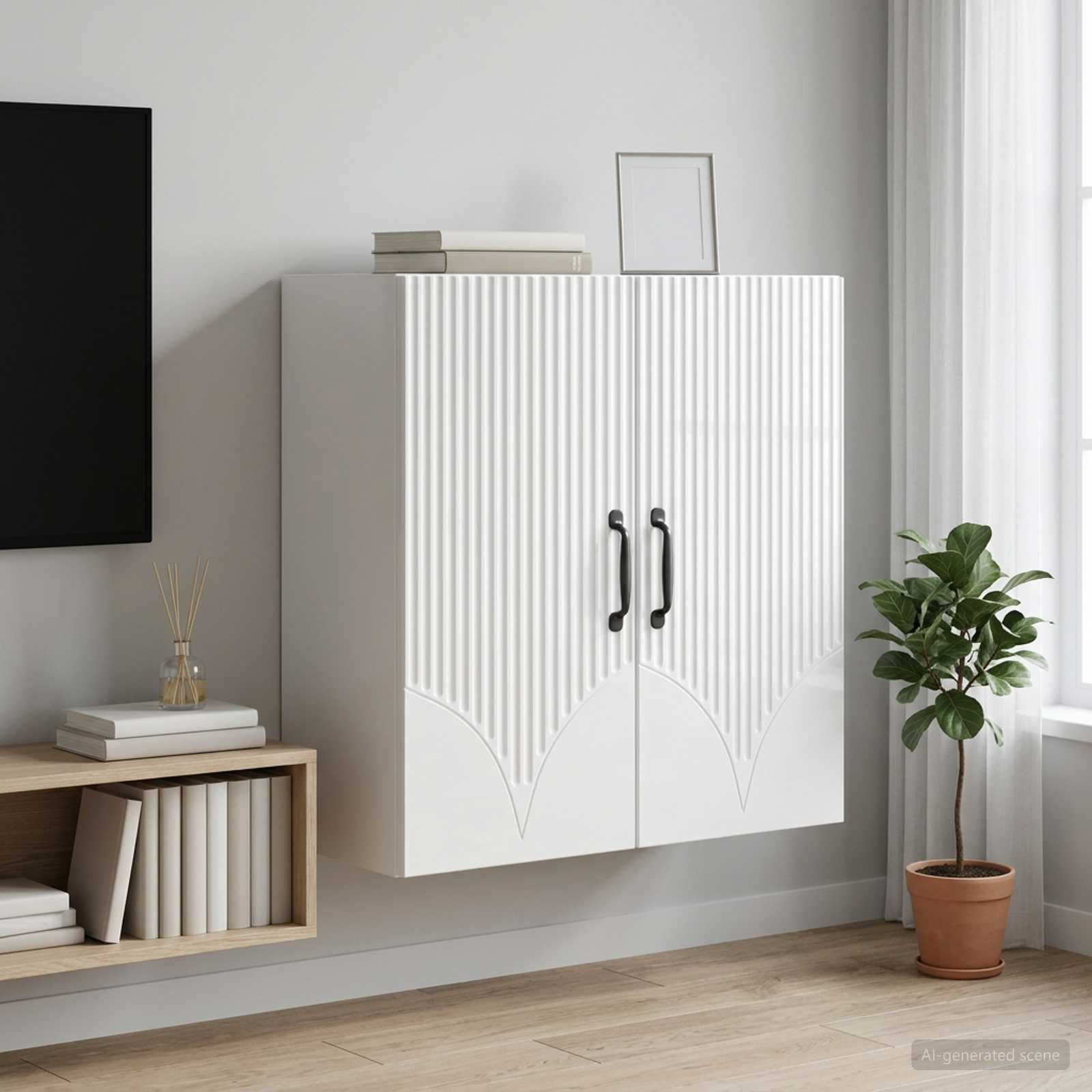 vidaXL Wandschrank Hochglanz Weiß 59 x 31 x 60 cm Holzwerkstoff