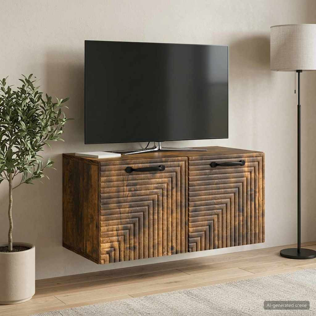 vidaXL Wandmontierter TV-Schrank Geräucherte Eiche 59,5 x 31 x 30 cm