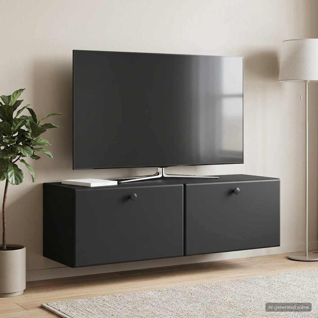 vidaXL Wandmontierter TV-Schrank 98 x 31 x 30 cm Schwarz Holzwerkstoff