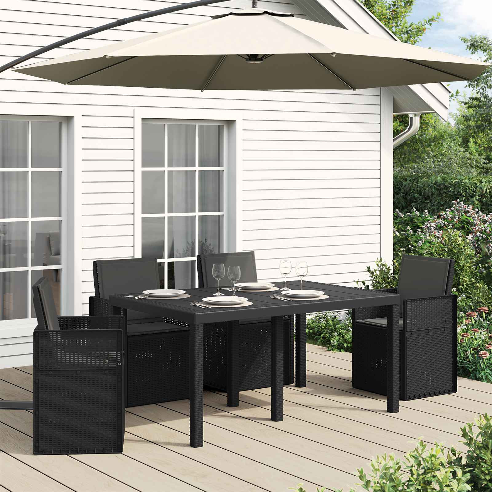 vidaXL Sitz- und Rückenkissen 4 pcs Anthrazit 47 x 45 x 2 cm Polyester