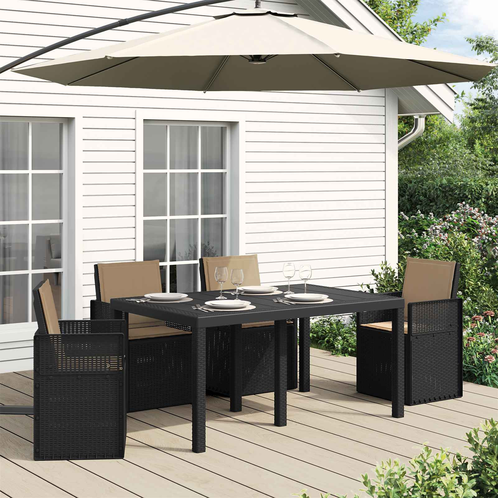 vidaXL Sitz- und Rückenkissen 4 pcs Taupe 47 x 45 x 2 cm Polyester