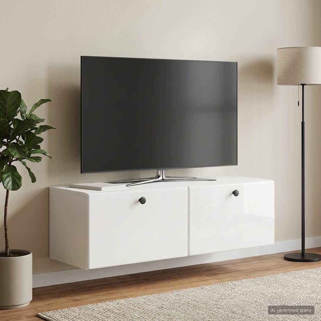vidaXL Wandmontierter TV-Schrank 98 x 31 x 30 cm Hochglanz Weiß