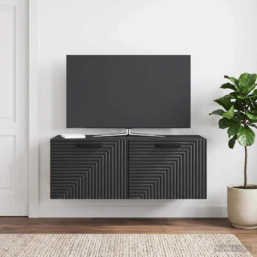 vidaXL Wandmontierter TV-Schrank Schwarz 78,5 x 31 x 30 cm