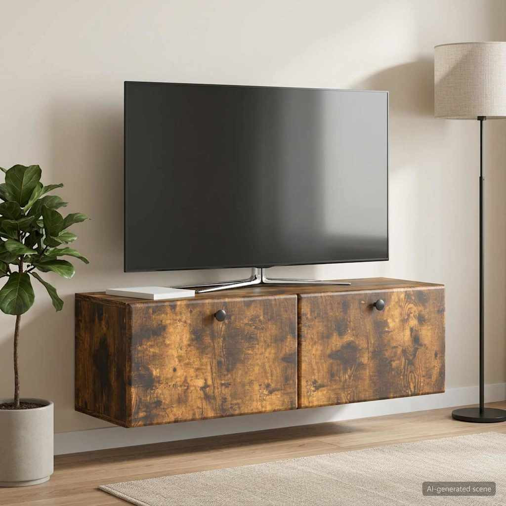 vidaXL Wandmontierter TV-Schrank 98 x 31 x 30 cm Geräucherte Eiche