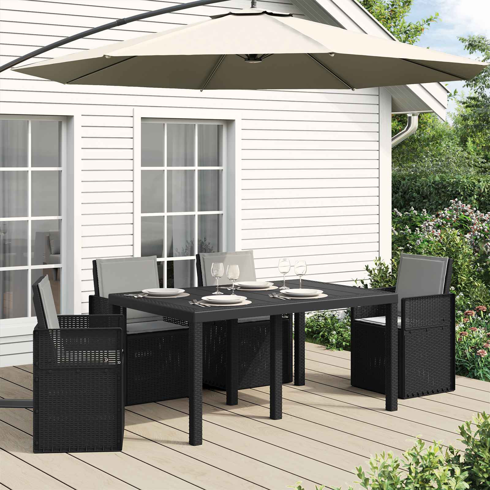 vidaXL Sitz- und Rückenkissen 4 pcs Hellgrau 47 x 45 x 2 cm Polyester