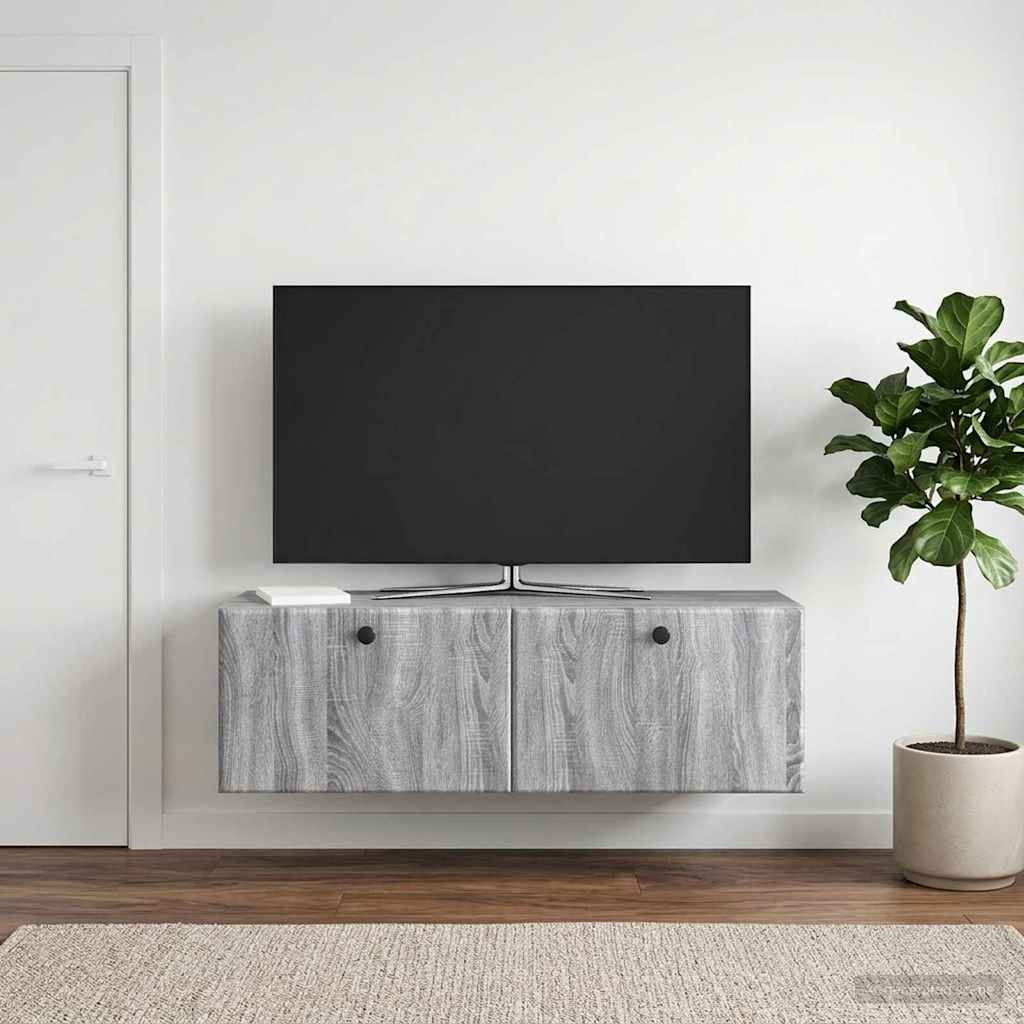 vidaXL Wandmontierter TV-Schrank 98 x 31 x 30 cm Grau Sonoma