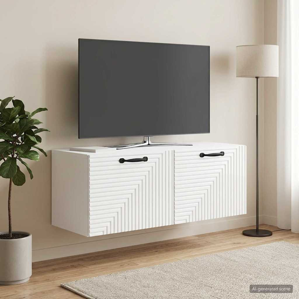 vidaXL Wandmontierter TV-Schrank Hochglanz Weiß 78,5 x 31 x 30 cm
