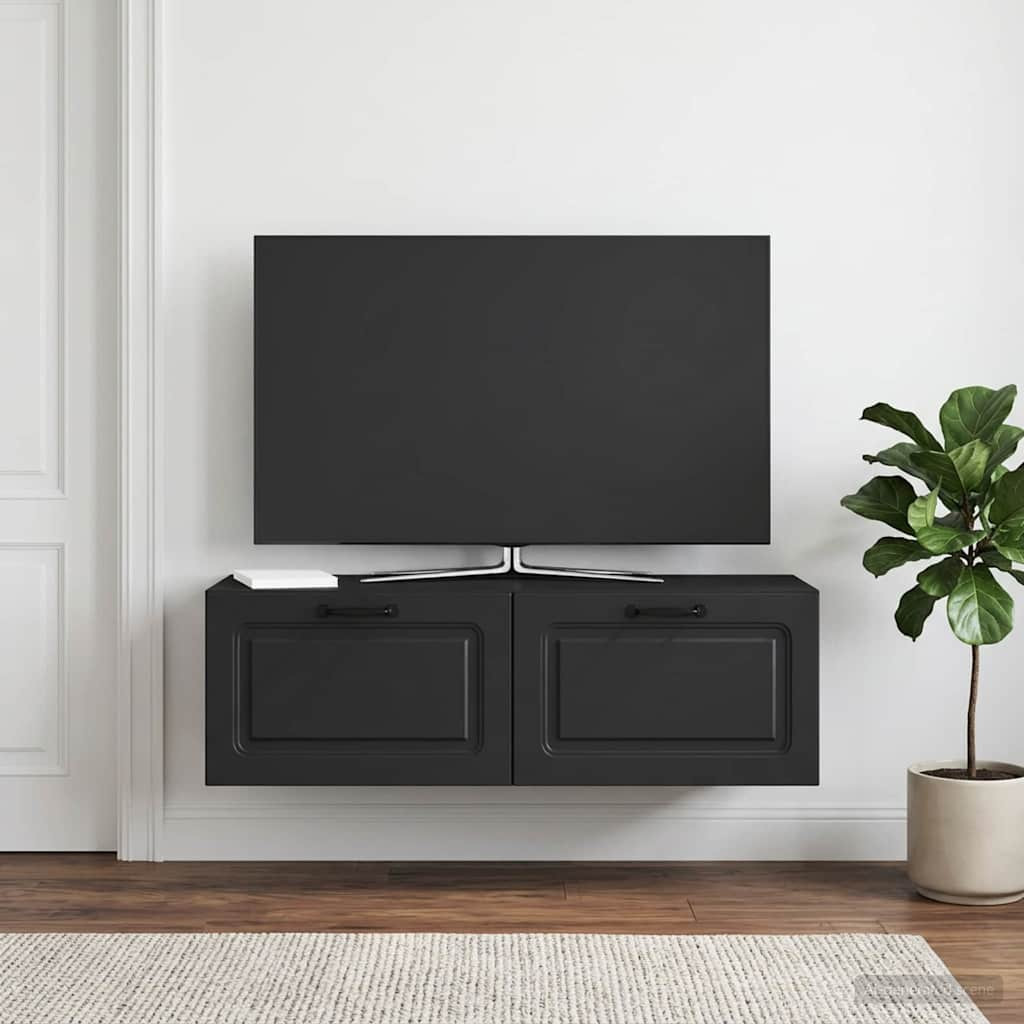 vidaXL Wandmontierter TV-Schrank Schwarz 98 x 31 x 30 cm Holzwerkstoff