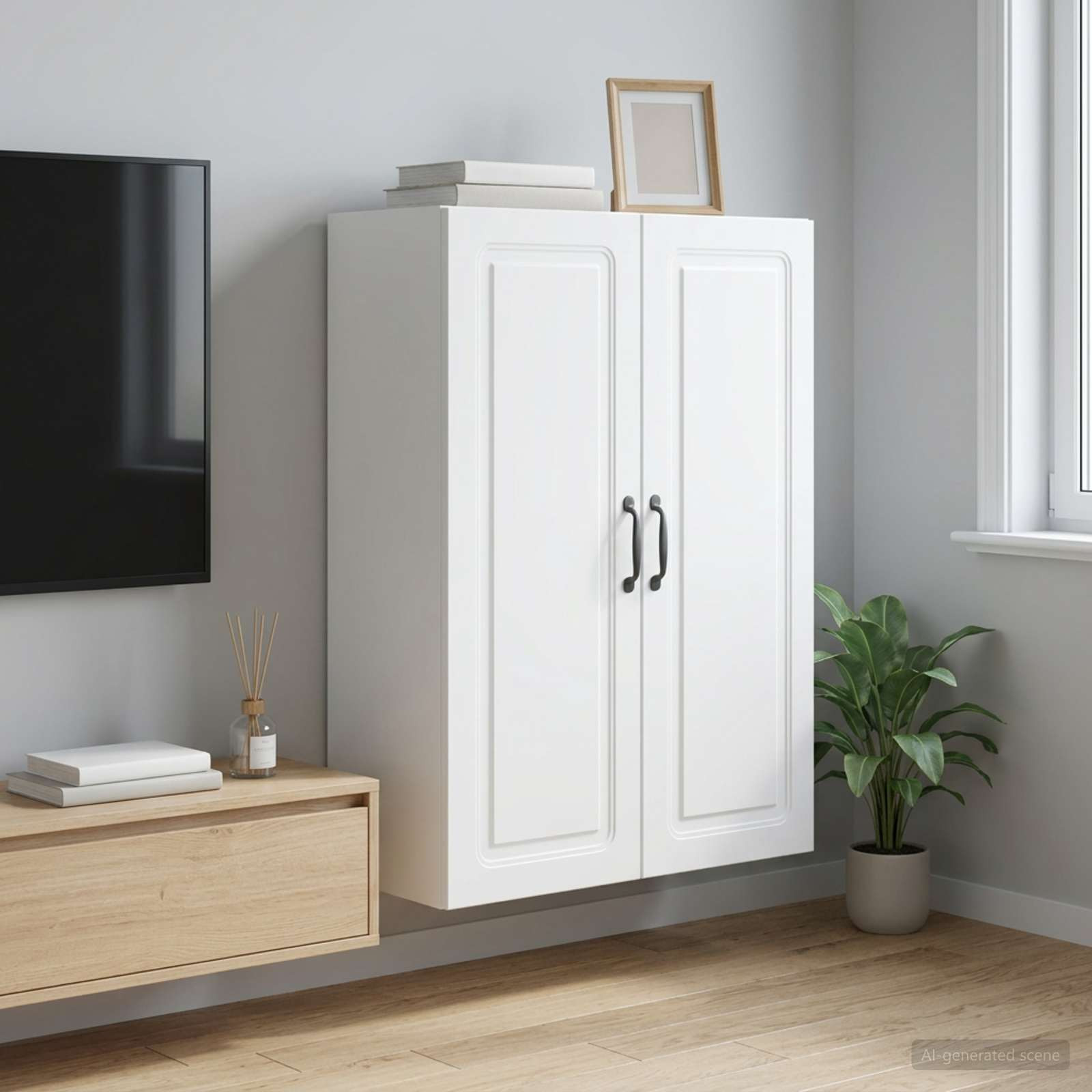 vidaXL Wandschrank 66 x 34,5 x 90 cm Holzwerkstoff Weiß