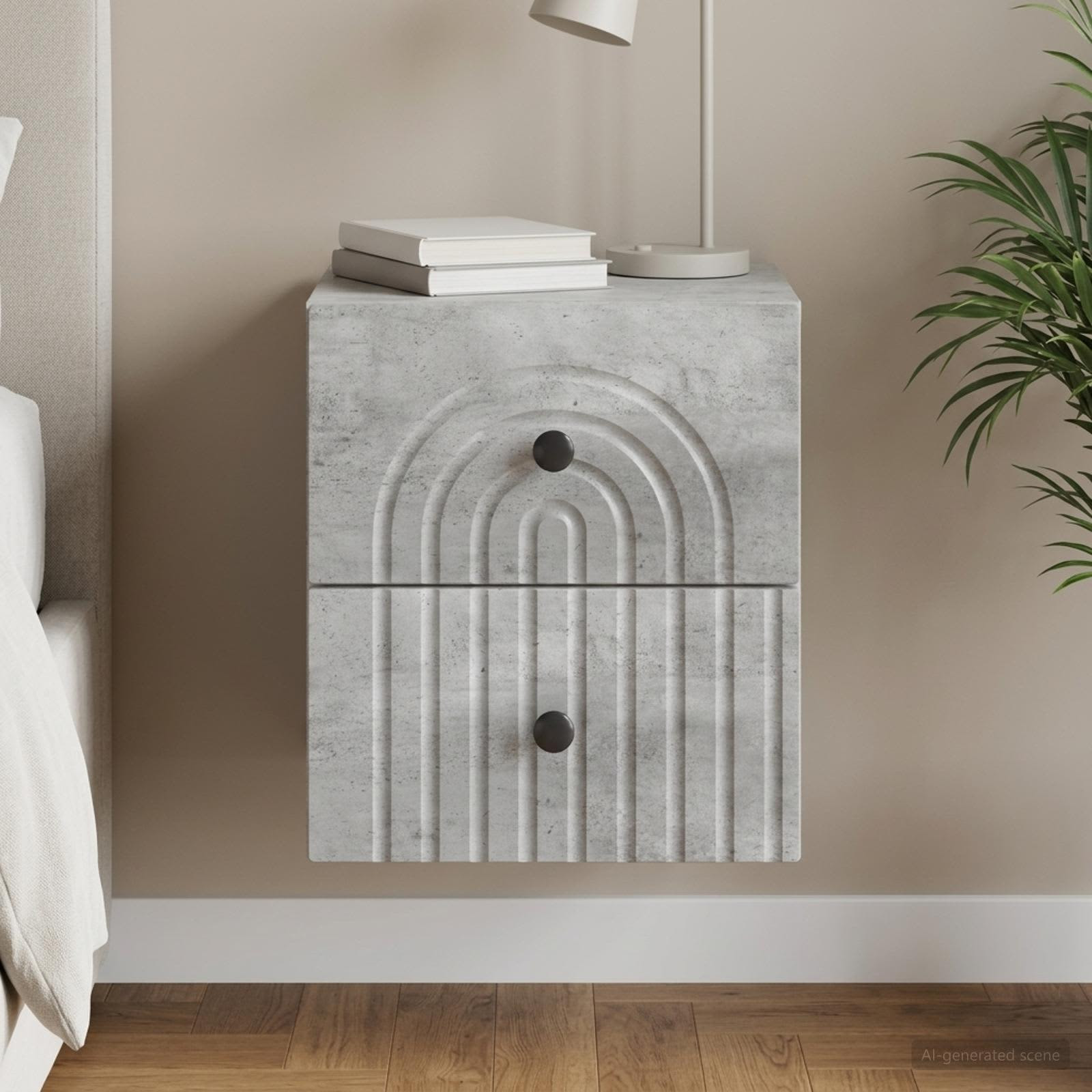 vidaXL Wandmontierter Nachttisch Betongrau 33 x 34,5 x 40 cm