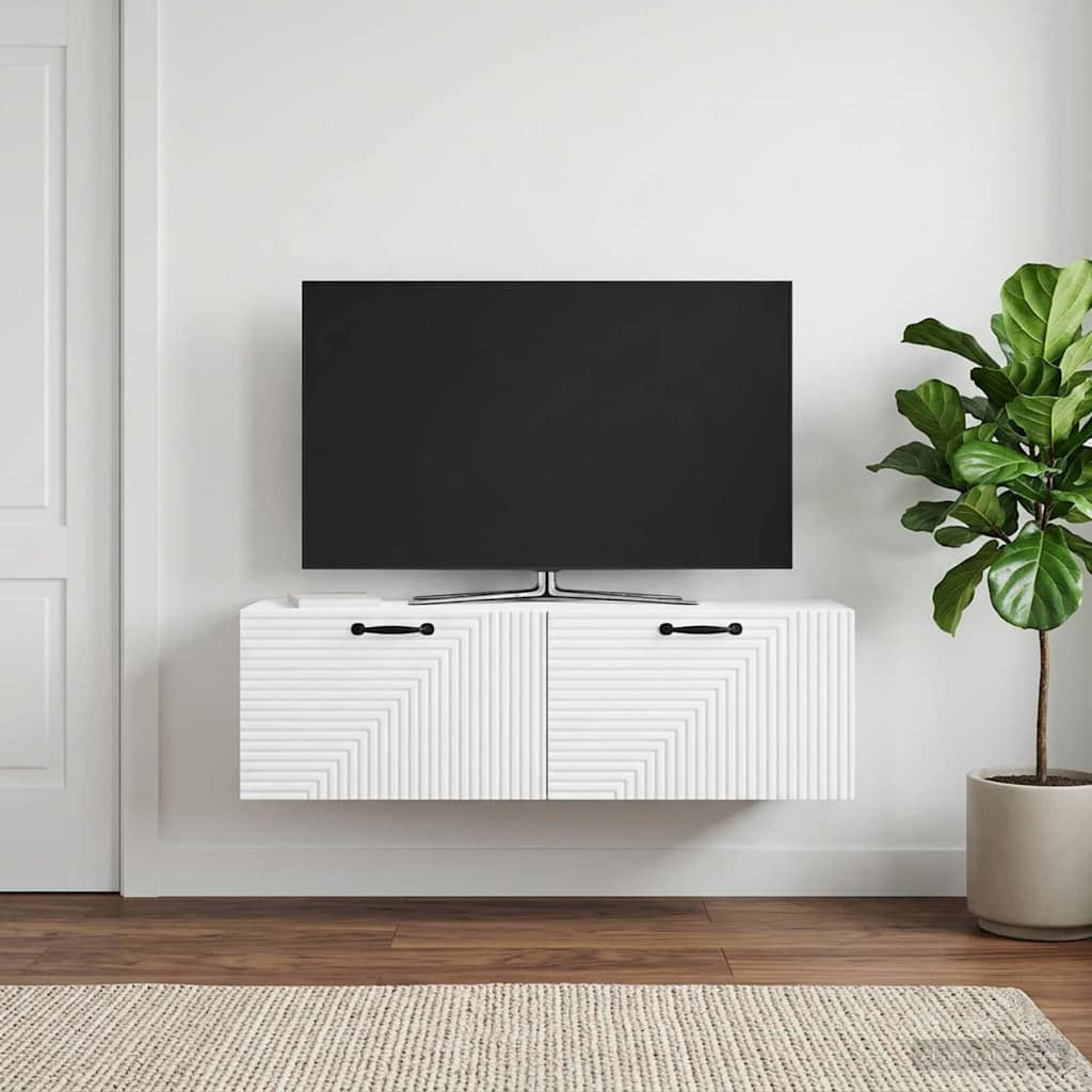 vidaXL Wandmontierter TV-Schrank Weiß 98 x 31 x 30 cm Holzwerkstoff