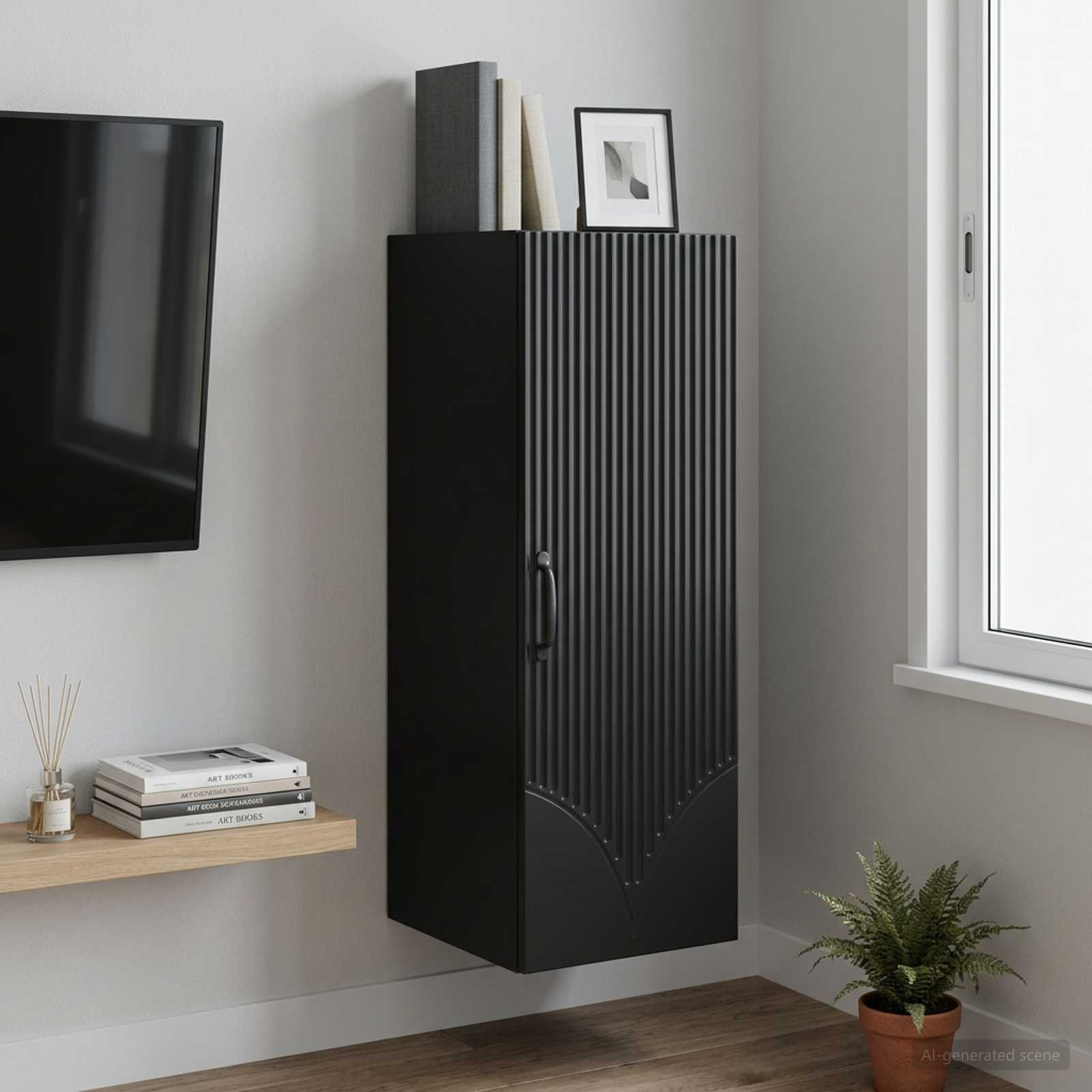 vidaXL Wandschrank Schwarz 33 x 34,5 x 90 cm Holzwerkstoff