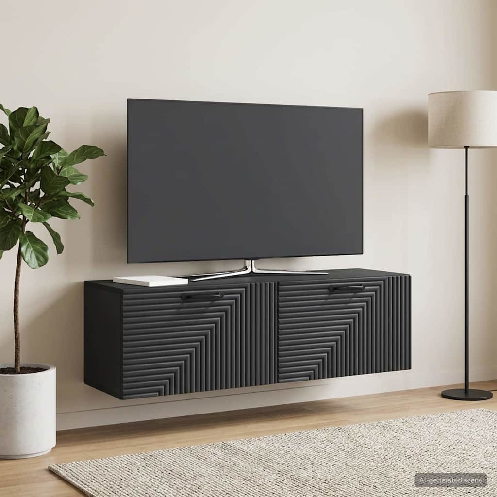 vidaXL Wandmontierter TV-Schrank Schwarz 98 x 31 x 30 cm Holzwerkstoff
