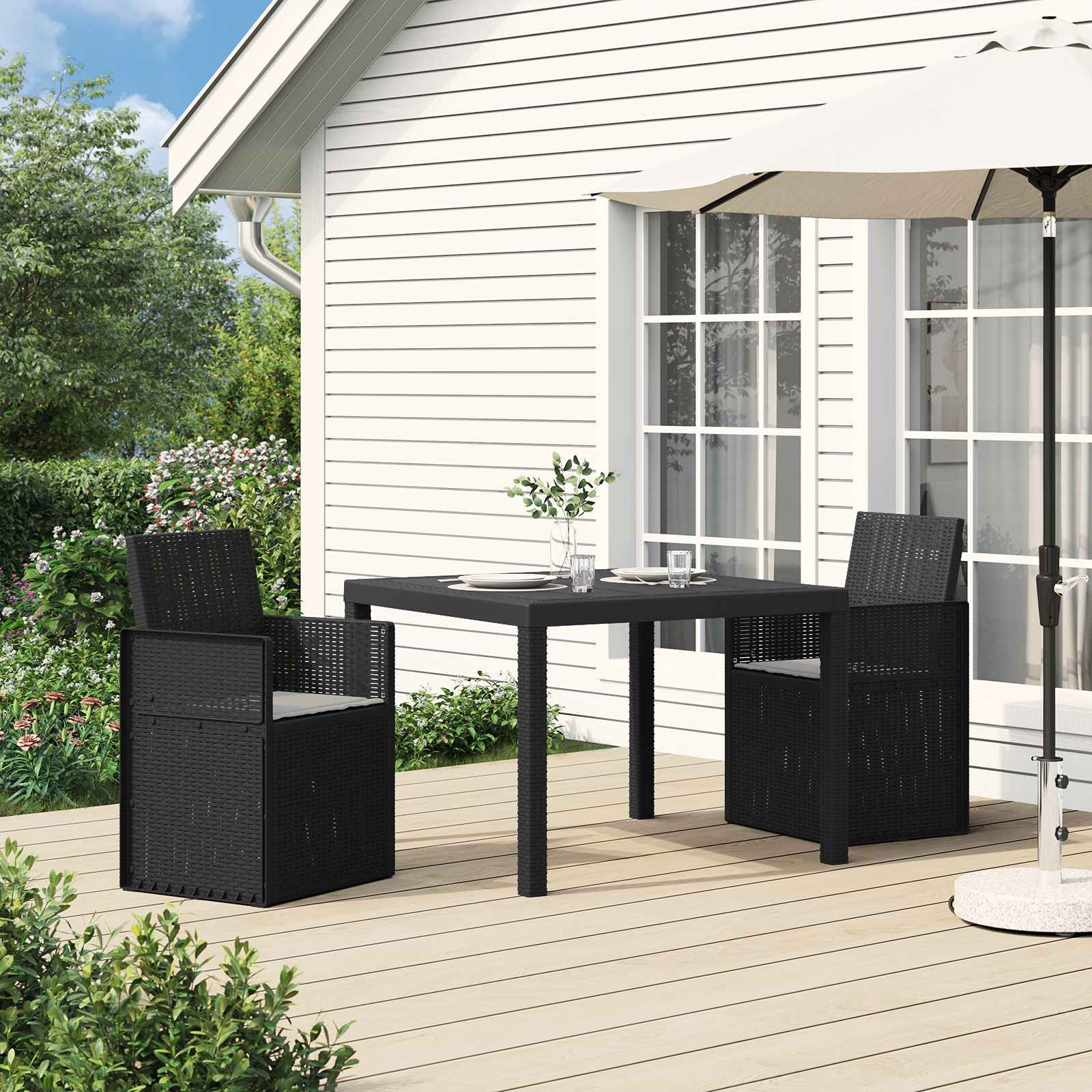 vidaXL Garten Esszimmerstühle 2 pcs Anthrazit und Hellgrau PP
