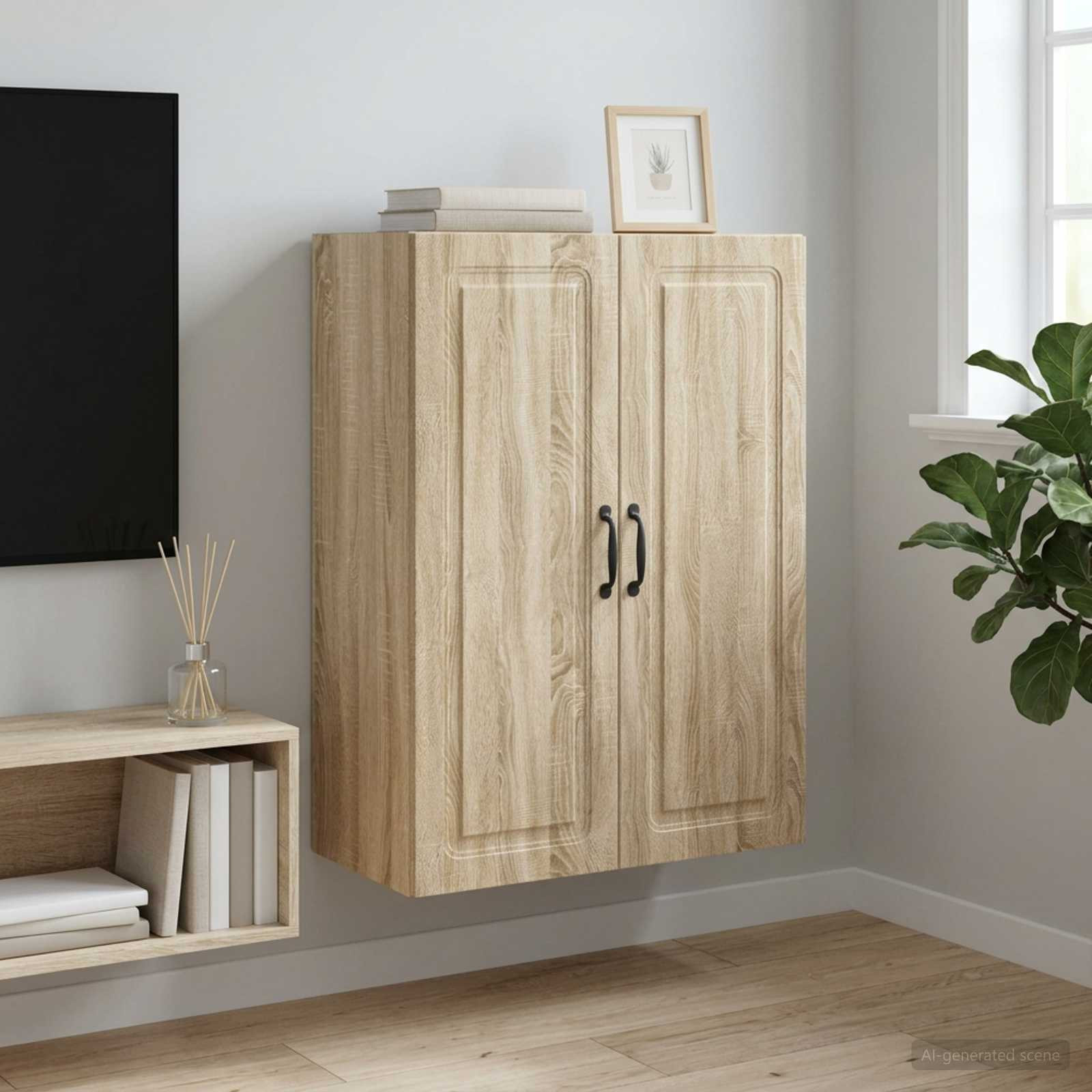 vidaXL Wandschrank Sonoma-Eiche 66 x 34,5 x 90 cm Holzwerkstoff