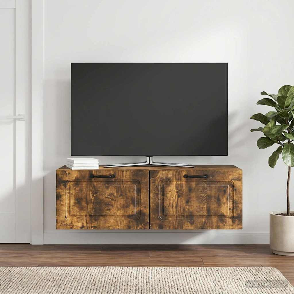 vidaXL Wandmontierter TV-Schrank Geräucherte Eiche 98 x 31 x 30 cm