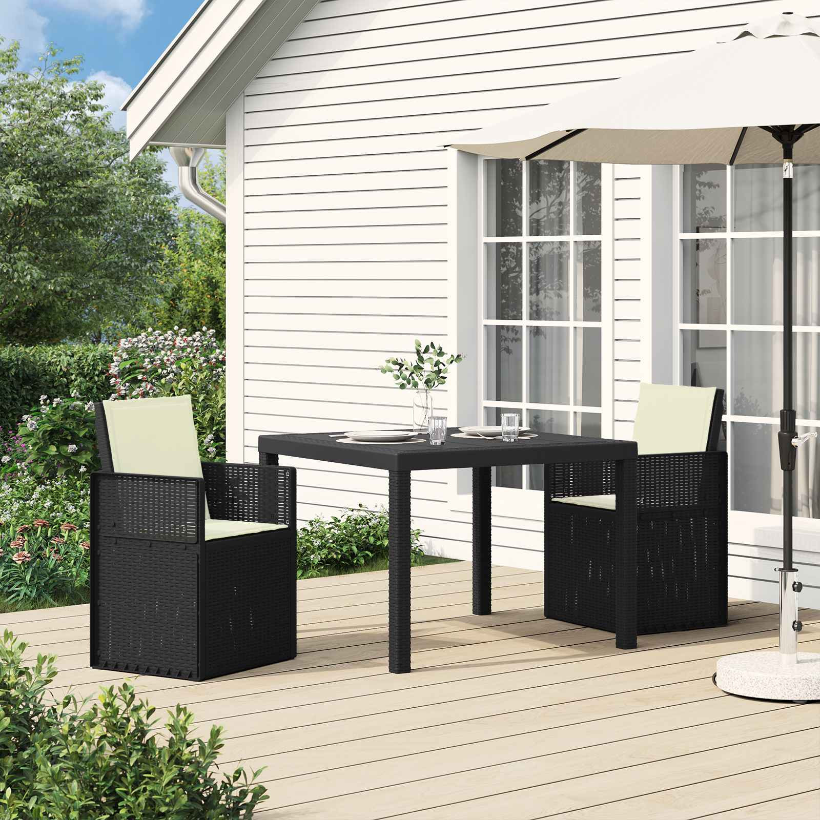 vidaXL Garten Esszimmerstühle 2 pcs Anthrazit und Creme PP