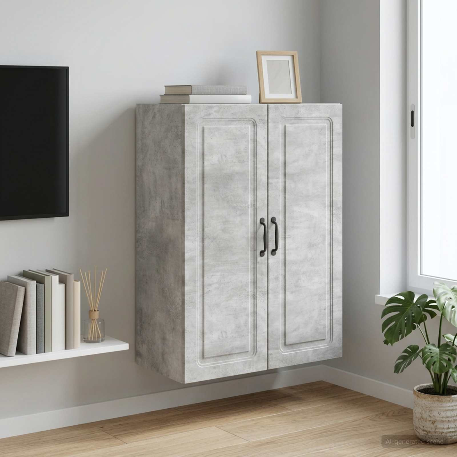 vidaXL Wandschrank Betongrau 66 x 34,5 x 90 cm Holzwerkstoff