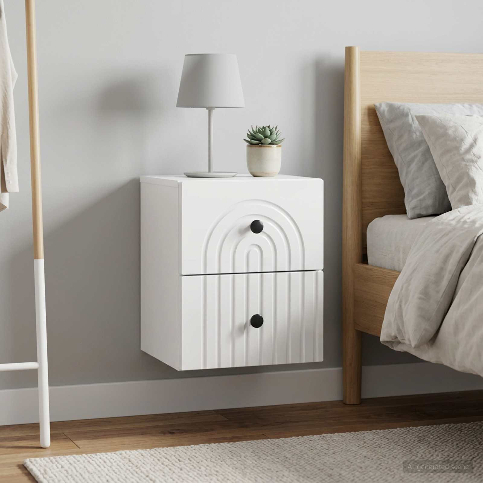 vidaXL Wandmontierter Nachttisch 2 pcs Hochglanz Weiß Holzwerkstoff