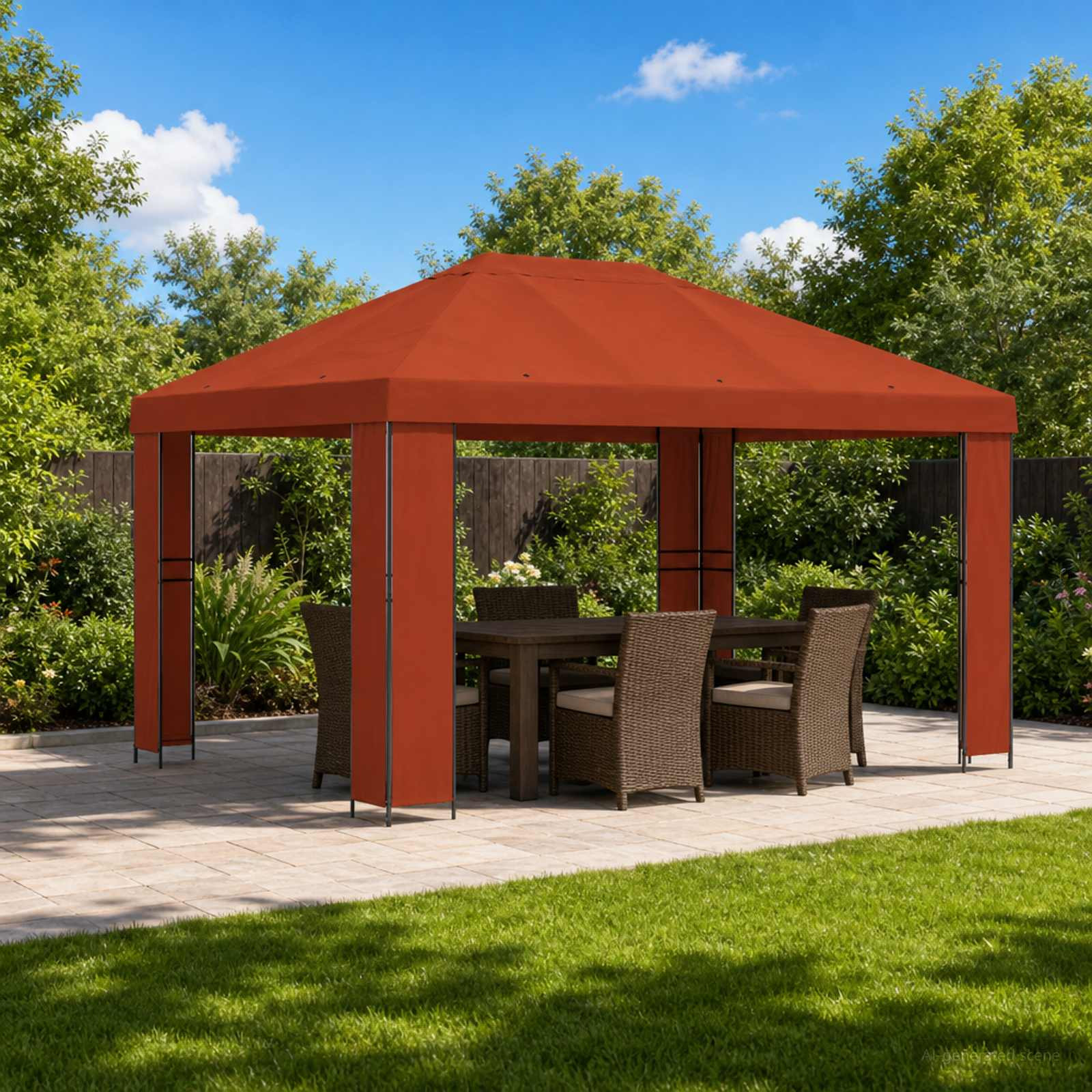 vidaXL Pavillon 4 x 3 m Terrakotta Polyester und Stahl 190 gsm